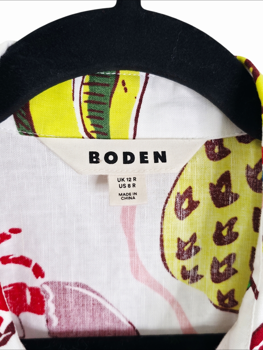 Boden Clara Maxi Dress Tropical Bonanza Linen‎ Novelty Belted Shirt Size 8R - Picture 4 of 10